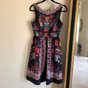 Anthropologie Champagne & Strawberry floral Dress